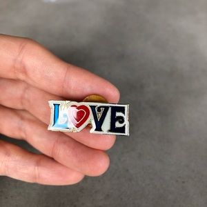 Cute Vintage “Love” Pin in White, Blue, and Red ❤️